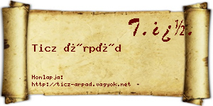Ticz Árpád névjegykártya